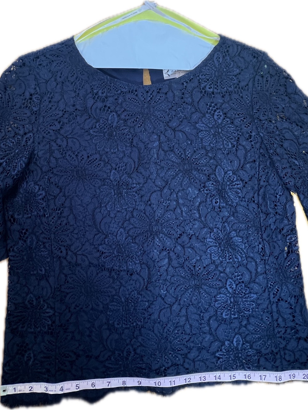 Nanette Navy Puff Sleeve Lined Size M Lace Top EUC (#2112) - Picture 10 of 10